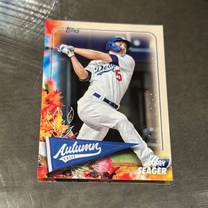 Topps Autumn Tales Baseball Card with Blue and Red Accents
